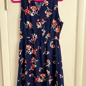 41 Hawthorn Navy Dress with Orange and White Floral Pattern